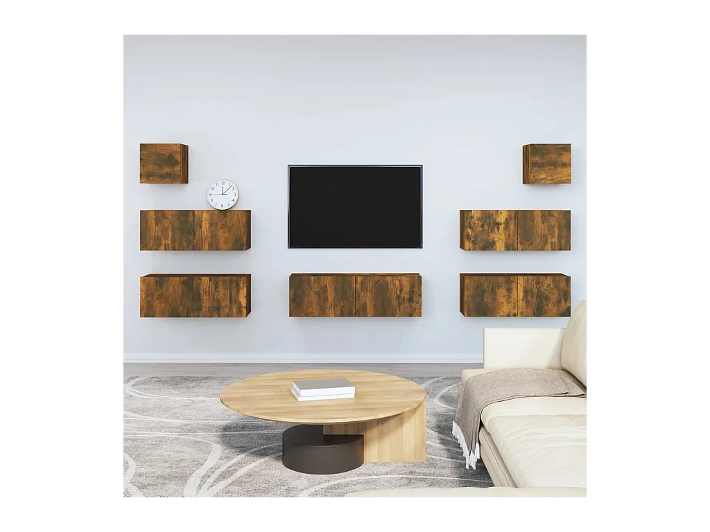 Ensemble de meubles TV 7 pcs Chêne fumé Bois d'ingénierie BE48914