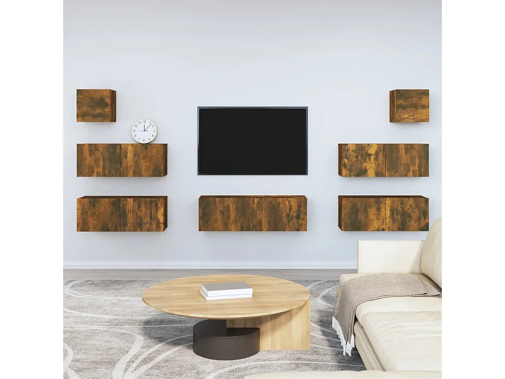 Ensemble de meubles TV 7 pcs Chêne fumé Bois d'ingénierie BE48914