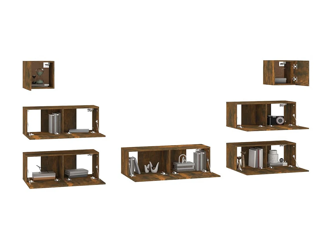 Ensemble de meubles TV 7 pcs Chêne fumé Bois d'ingénierie BE48914