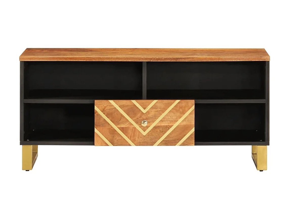 Móvel de TV 100x33,5x46 cm mangueira maciça castanho e preto PT489627