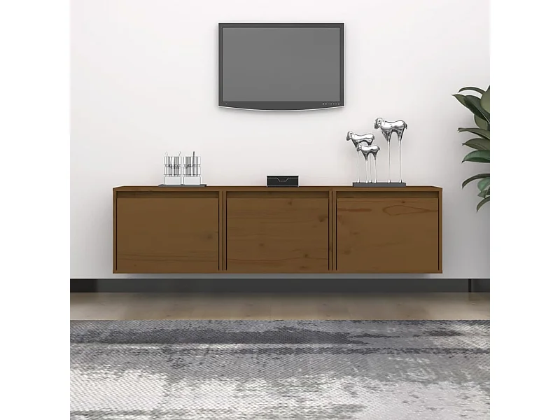 3 pcs Meubles TV Marron miel Bois massif de pin BE62184