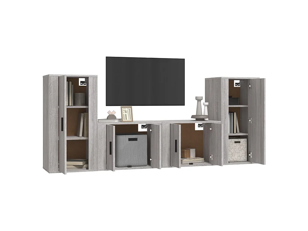 4-tlg. TV-Schrank-Set,TV-Möbel Grau Sonoma Holzwerkstoff -gkd972175