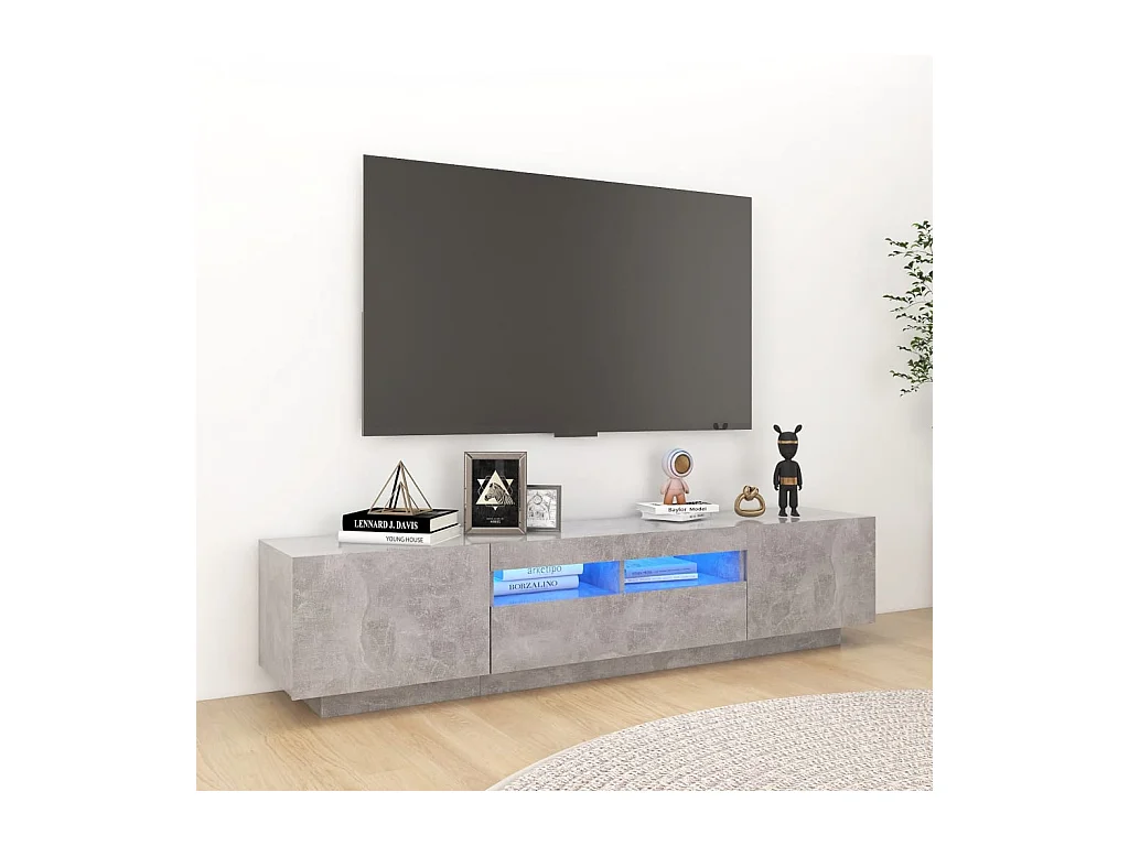 Meuble TV avec lumières LED BEis béton 180x35x40 cm BE68008