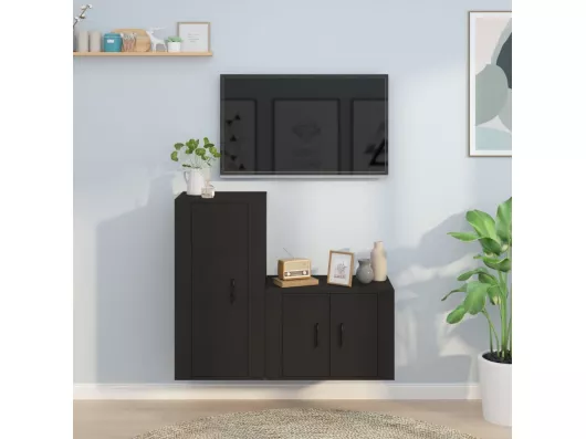 Kauf Unique 2-tlg. TV-Schrank-Set,TV-Möbel Schwarz Holzwerkstoff -gkd765321