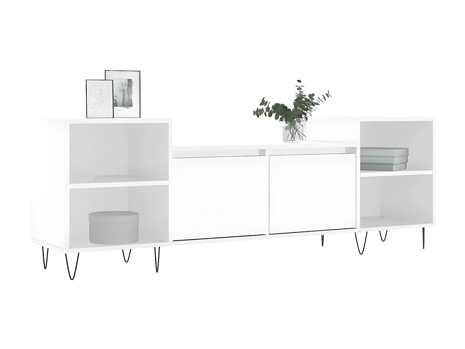 Mueble para TV madera contrachapada blanco brillo 160x35x55 cm ES15189