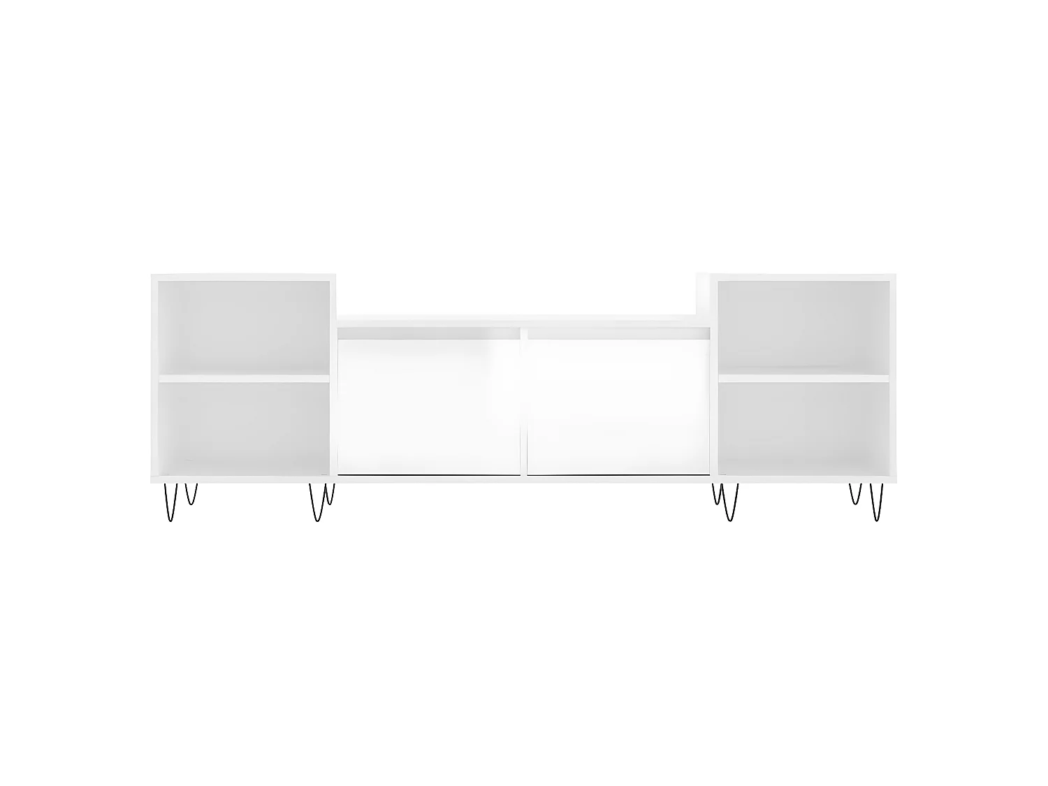 Meuble TV Moderne Blanc brillant 160x35x55 cm Bois d'ingénierie BE3533