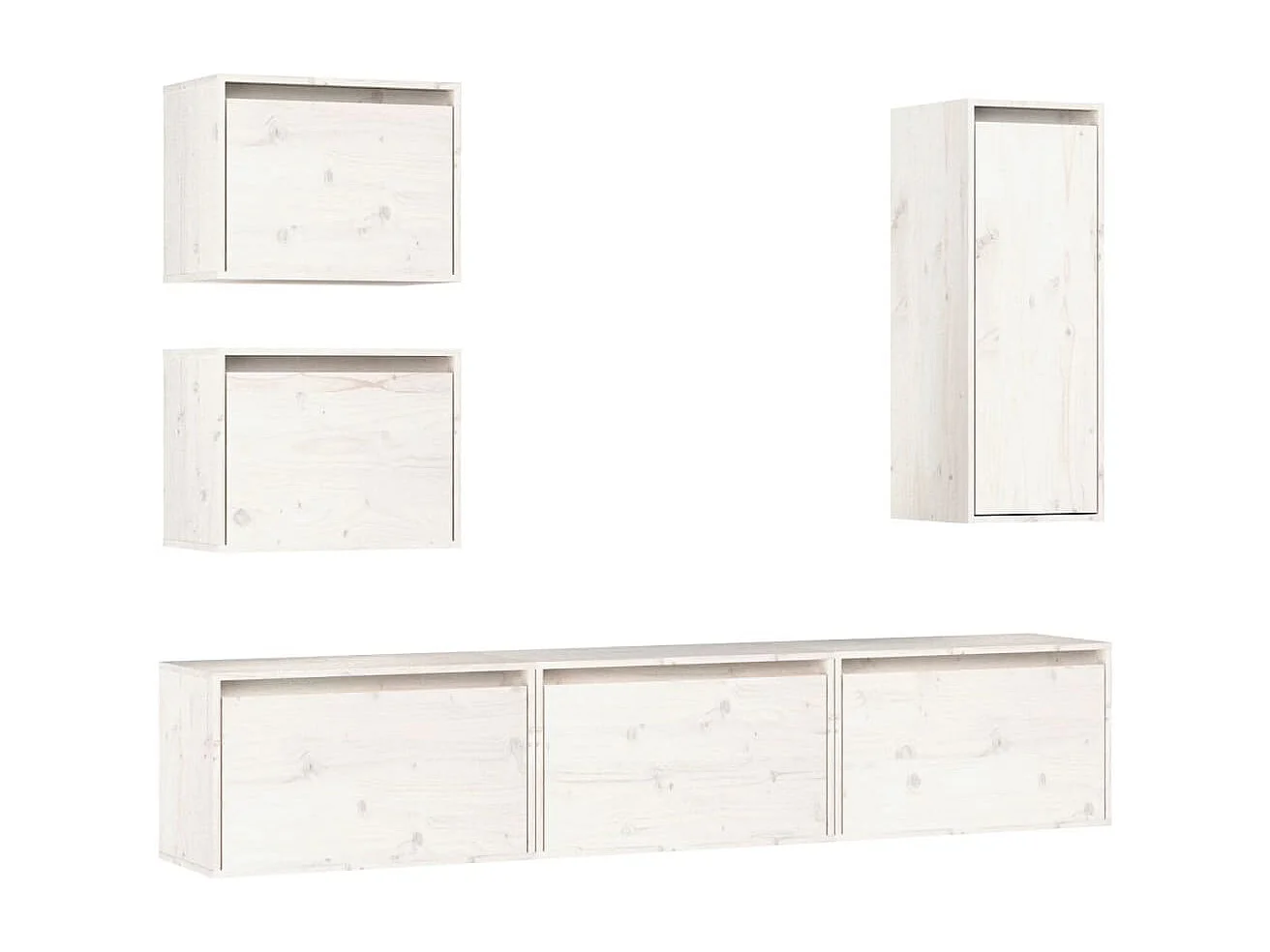 Móveis de TV 6 pcs madeira de pinho maciça branco PT477765