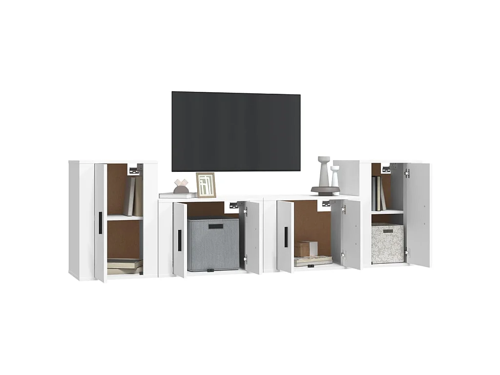 Meubles TV 4 pcs Blanc Bois d'ingénierie BE11432
