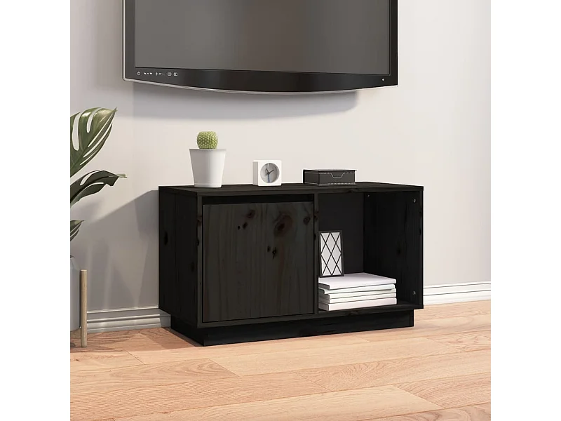 TV-Schrank,TV-Möbel Schwarz 74x35x44 cm Massivholz Kiefer -gkd685786