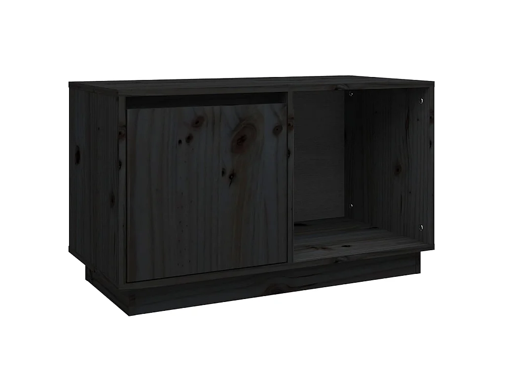 TV-Schrank,TV-Möbel Schwarz 74x35x44 cm Massivholz Kiefer -gkd685786
