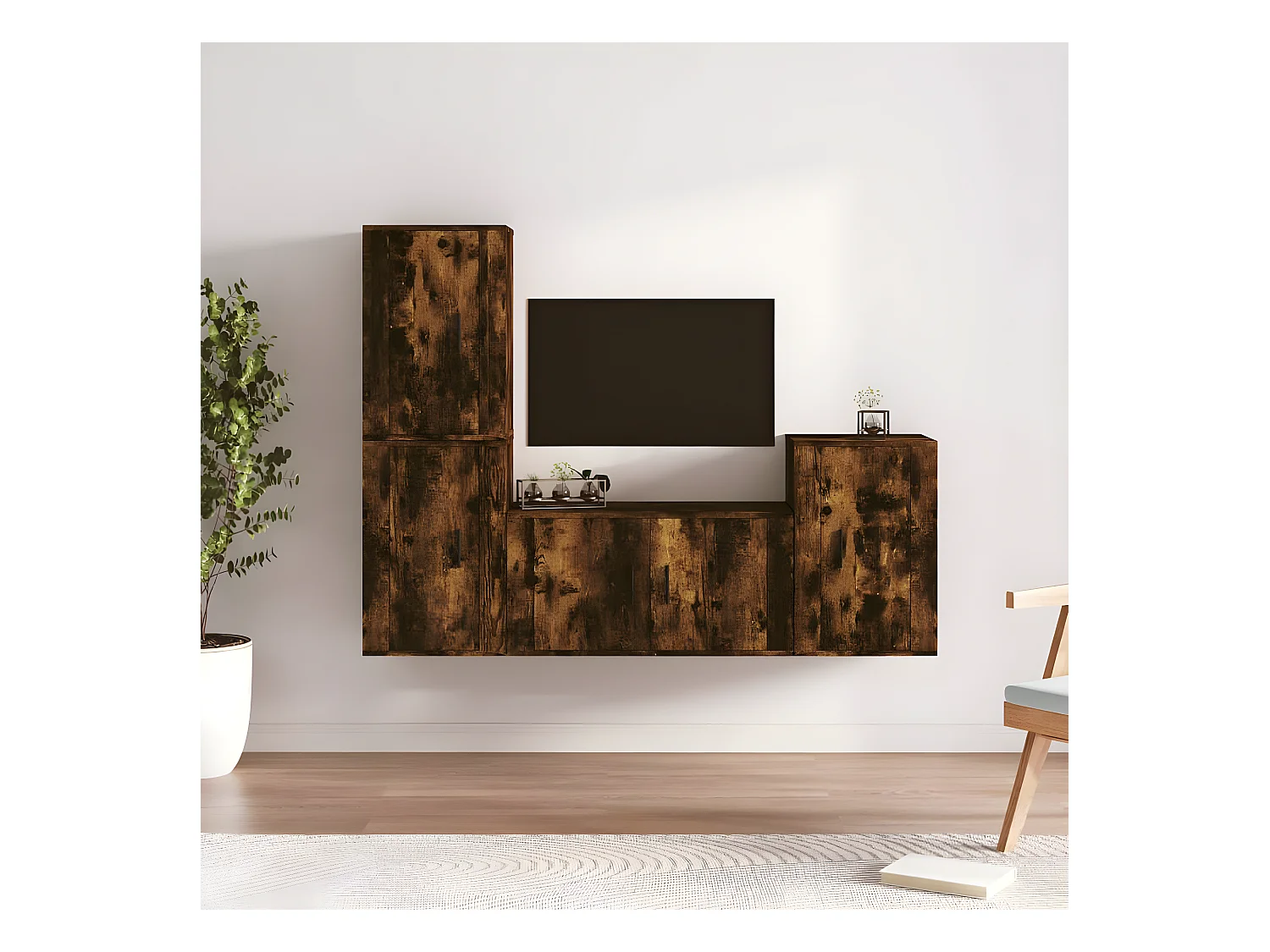 Ensemble de meubles TV 4 pcs Chêne fumé Bois d'ingénierie BE66371