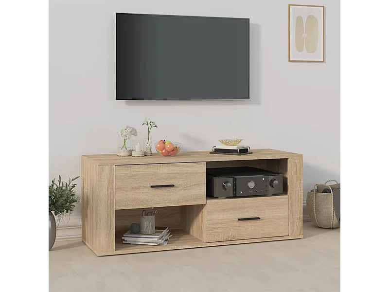 Tv-meubel 100x35x40 cm bewerkt hout sonoma eikenkleurig NL77423