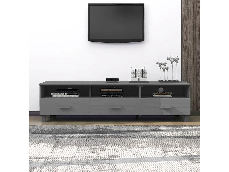 TV-Schrank,TV-Möbel HAMAR Dunkelgrau 158x40x40 cm Massivholz Kiefer -gkd602228
