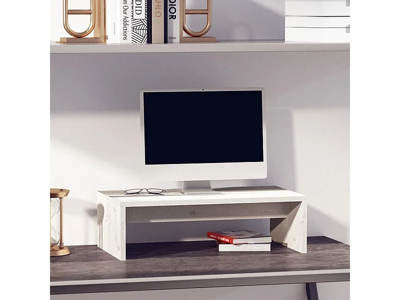 Meuble TV de moniteur Blanc 50x27x15 cm Bois de pin solide OLA9521