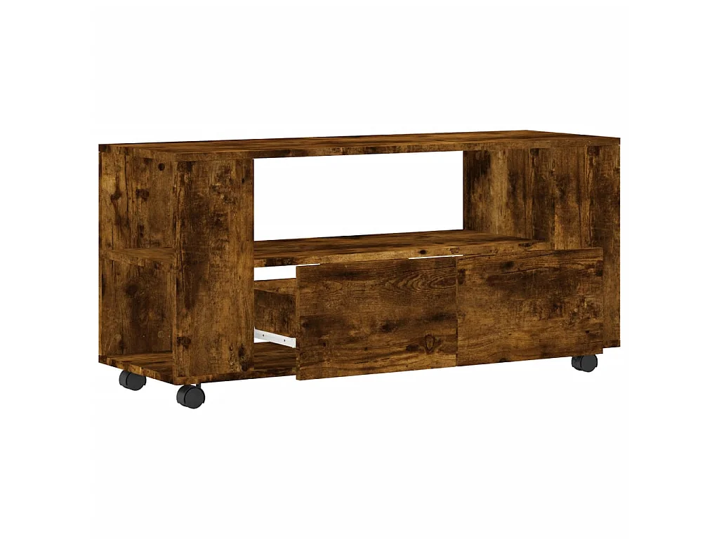 Meuble TV chêne fumé 102x34,5x43 cm bois d'ingénierie BE67869