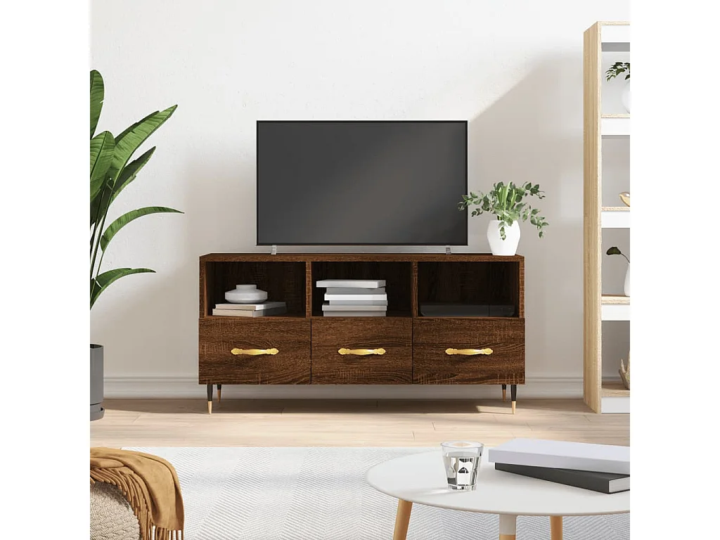 Tv-meubel 102x36x50 cm bewerkt hout bruin eikenkleur NL19082