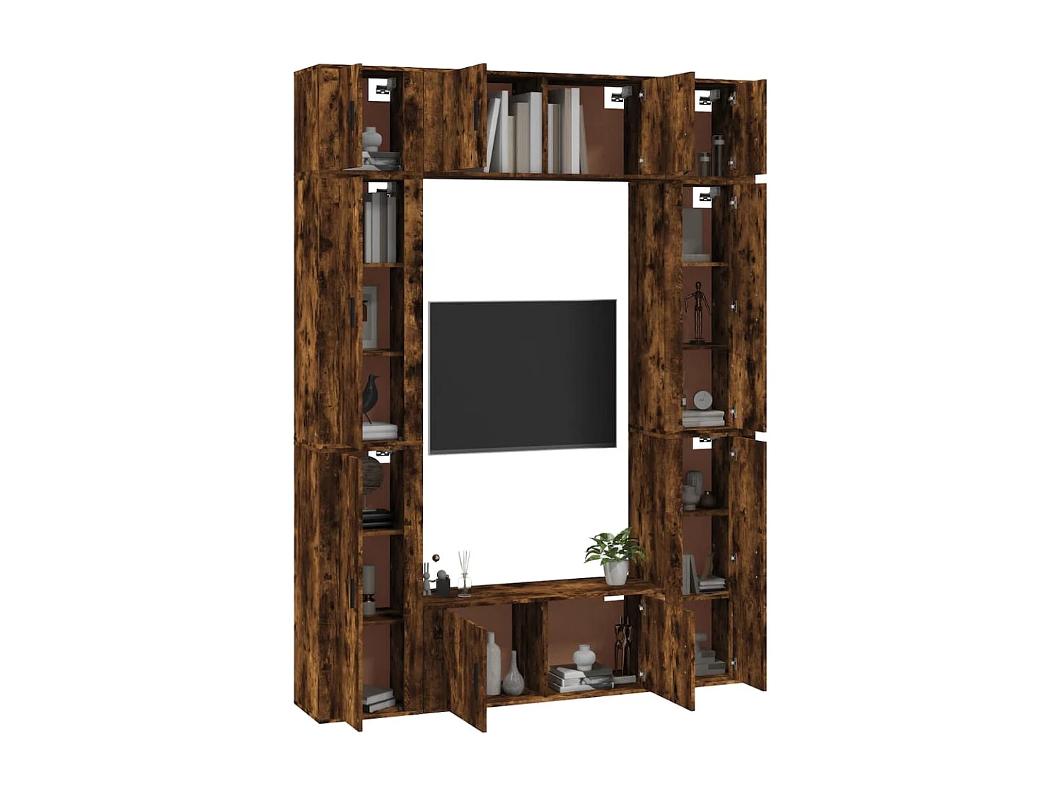 8-delige Tv-meubelset bewerkt hout gerookt eikenkleurig NL91378