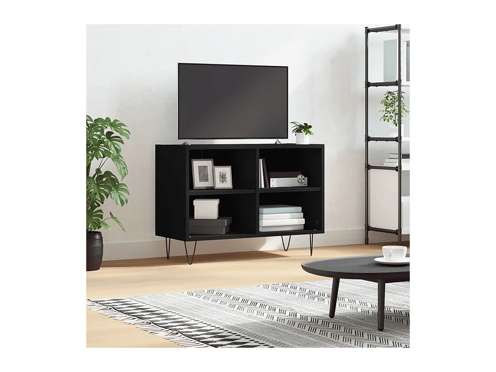 Meuble TV noir 69,5 x 30 x 50 cm bois d'ingénierie BE42722