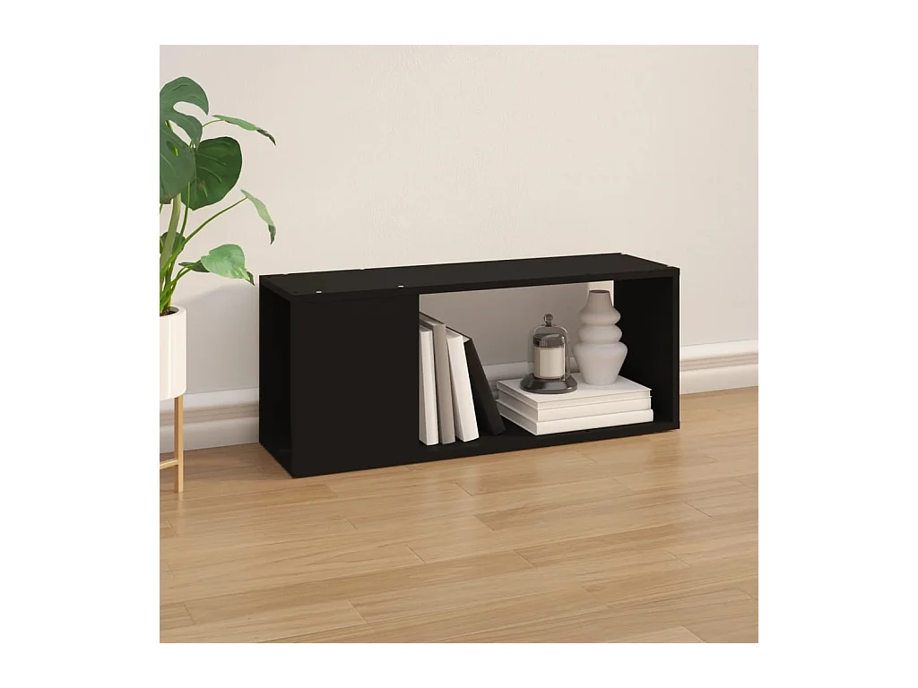 Meuble TV Noir 80x24x32 cm Aggloméré BE51878