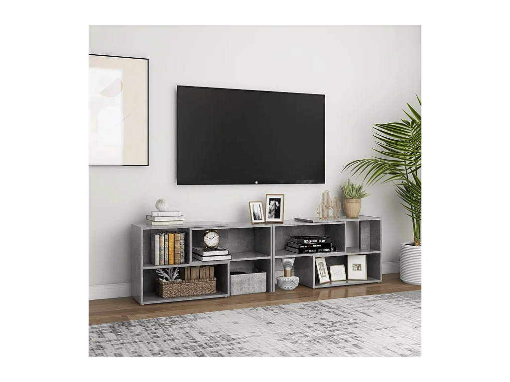 Tv-meubel 149x30x52 cm bewerkt hout betongrijs NL370816