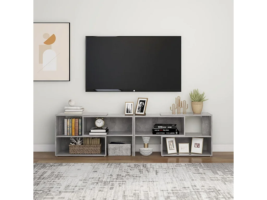 Meuble TV Gris béton 149x30x52 cm Aggloméré BE80906