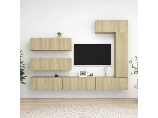 Kauf Unique 7-tlg. TV-Schrank-Set,TV-Möbel Sonoma-Eiche Holzwerkstoff -gkd356319