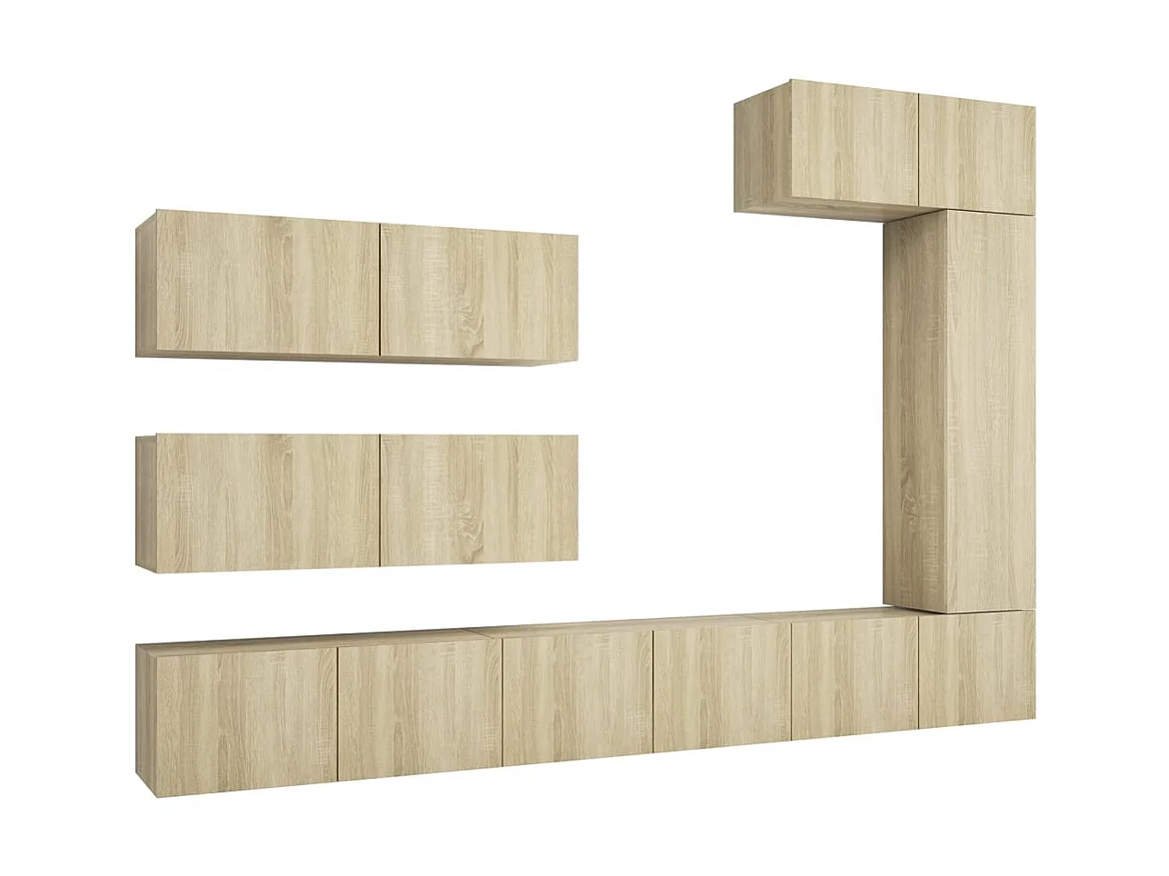 7-tlg. TV-Schrank-Set,TV-Möbel Sonoma-Eiche Holzwerkstoff -gkd356319