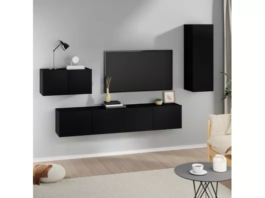 Kauf Unique 4-tlg. TV-Schrank-Set,TV-Möbel Schwarz Holzwerkstoff -gkd505483