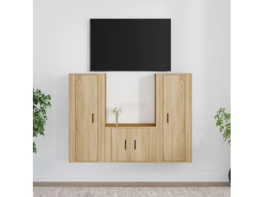 Kauf Unique 3-tlg. TV-Schrank-Set,TV-Möbel Sonoma-Eiche Holzwerkstoff -gkd474531