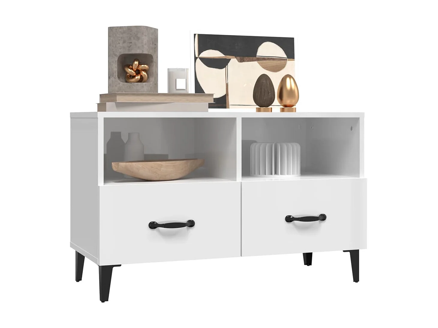 Móvel de TV 80x36x50 cm derivados de madeira branco brilhante PT410677