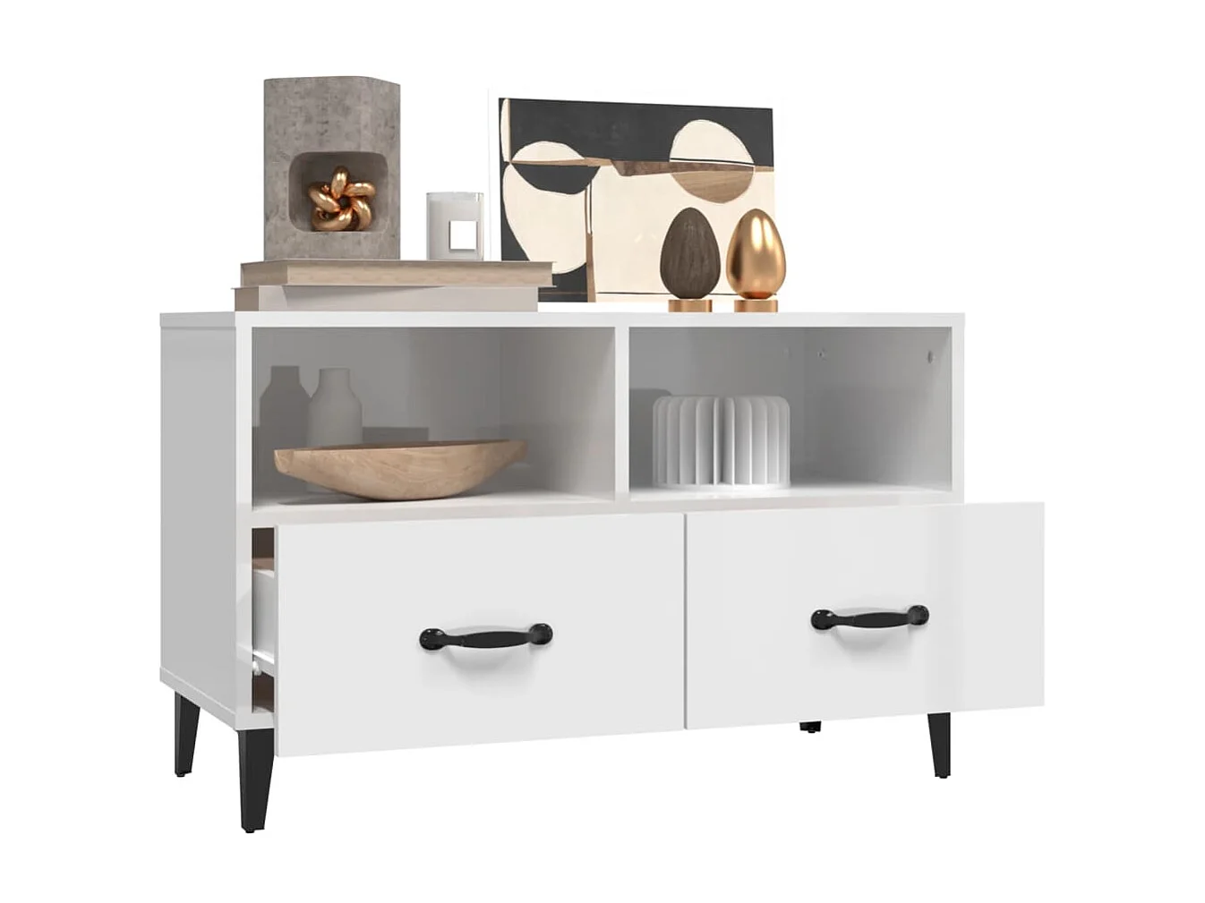 Móvel de TV 80x36x50 cm derivados de madeira branco brilhante PT410677