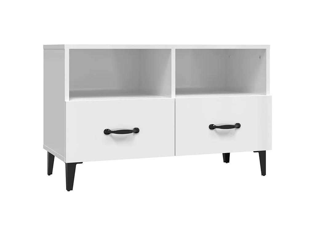 Meuble TV Blanc brillant 80x36x50 cm Bois d'ingénierie BE94310