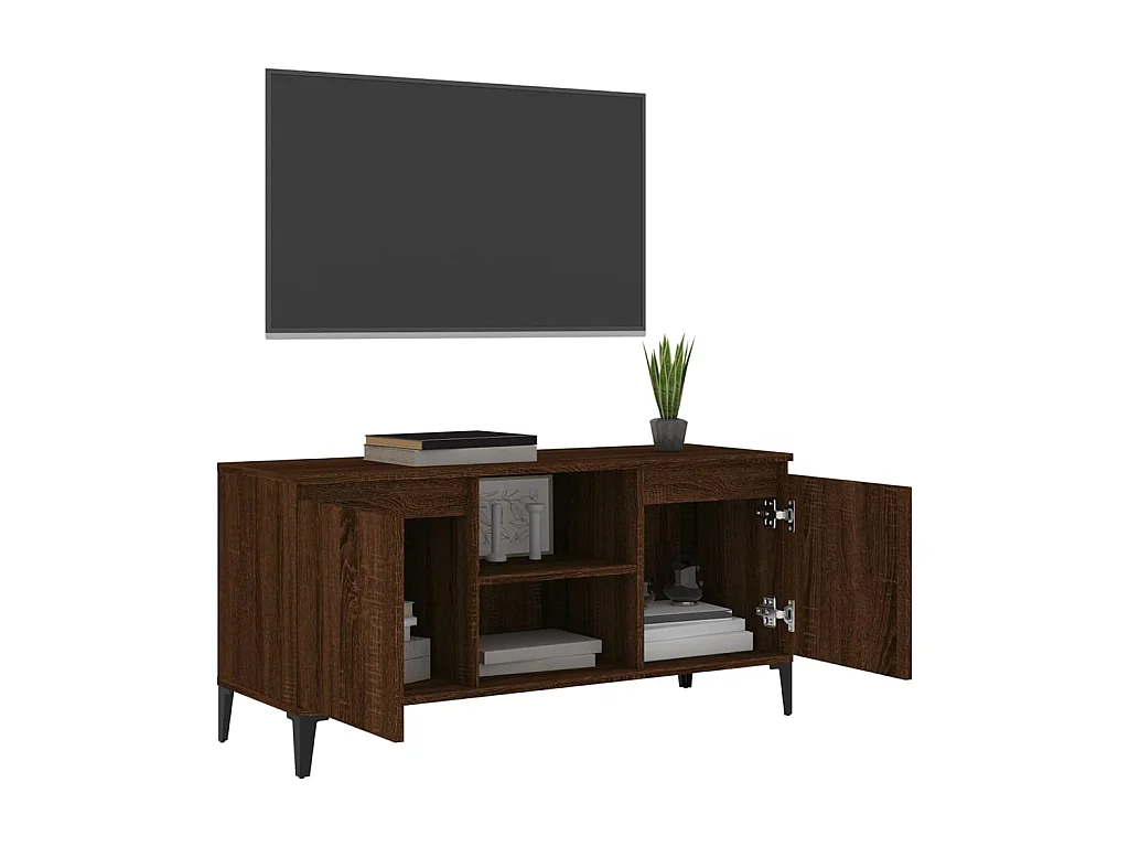 TV-Schrank,TV-Möbel mit Metallbeinen Braun Eichen-Optik 103,5x35x50 cm -gkd600406