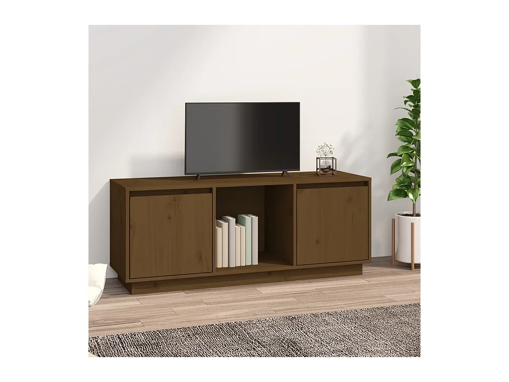 Tv-meubel 110,5x35x44 cm massief grenenhout honingbruin NL357598