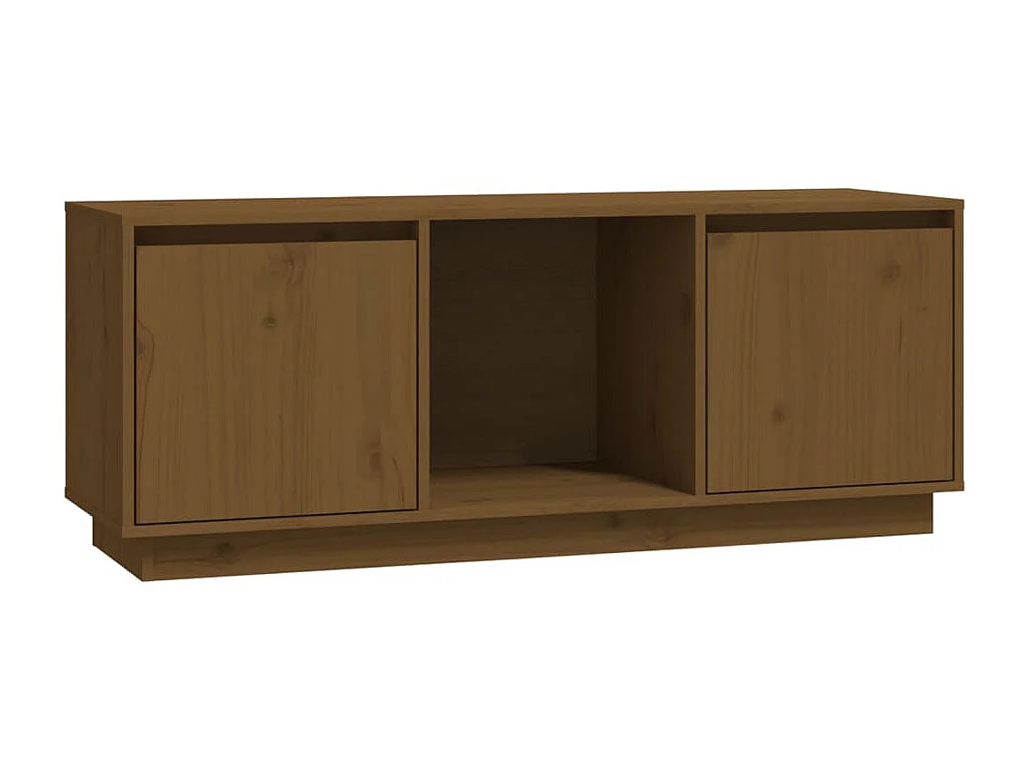 Meuble TV Marron miel 110,5x35x44 cm Bois de pin massif BE73061