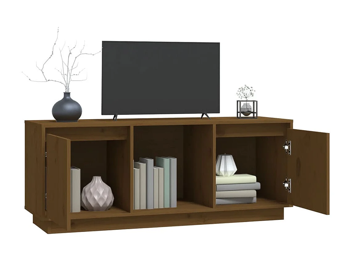 Meuble TV Marron miel 110,5x35x44 cm Bois de pin massif BE73061