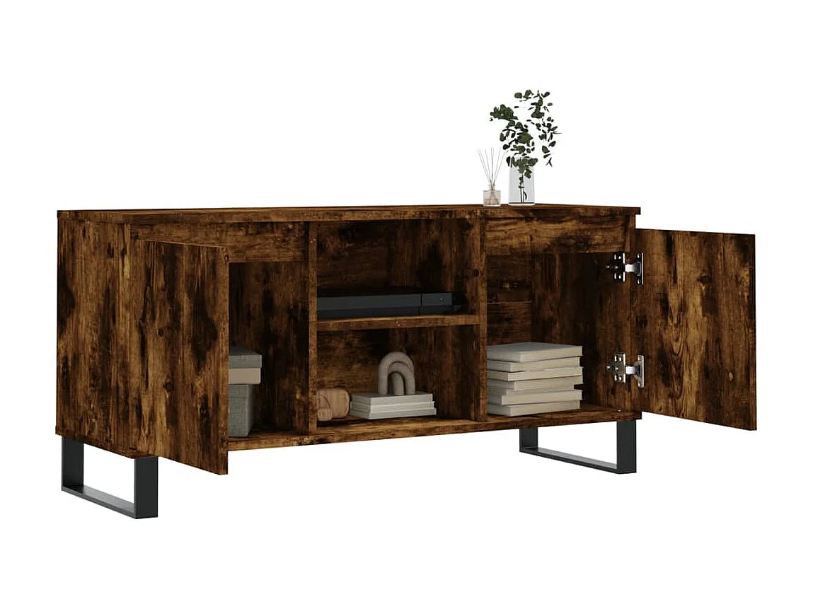 Meuble TV chêne fumé 104x35x50 cm bois d'ingénierie BE85533