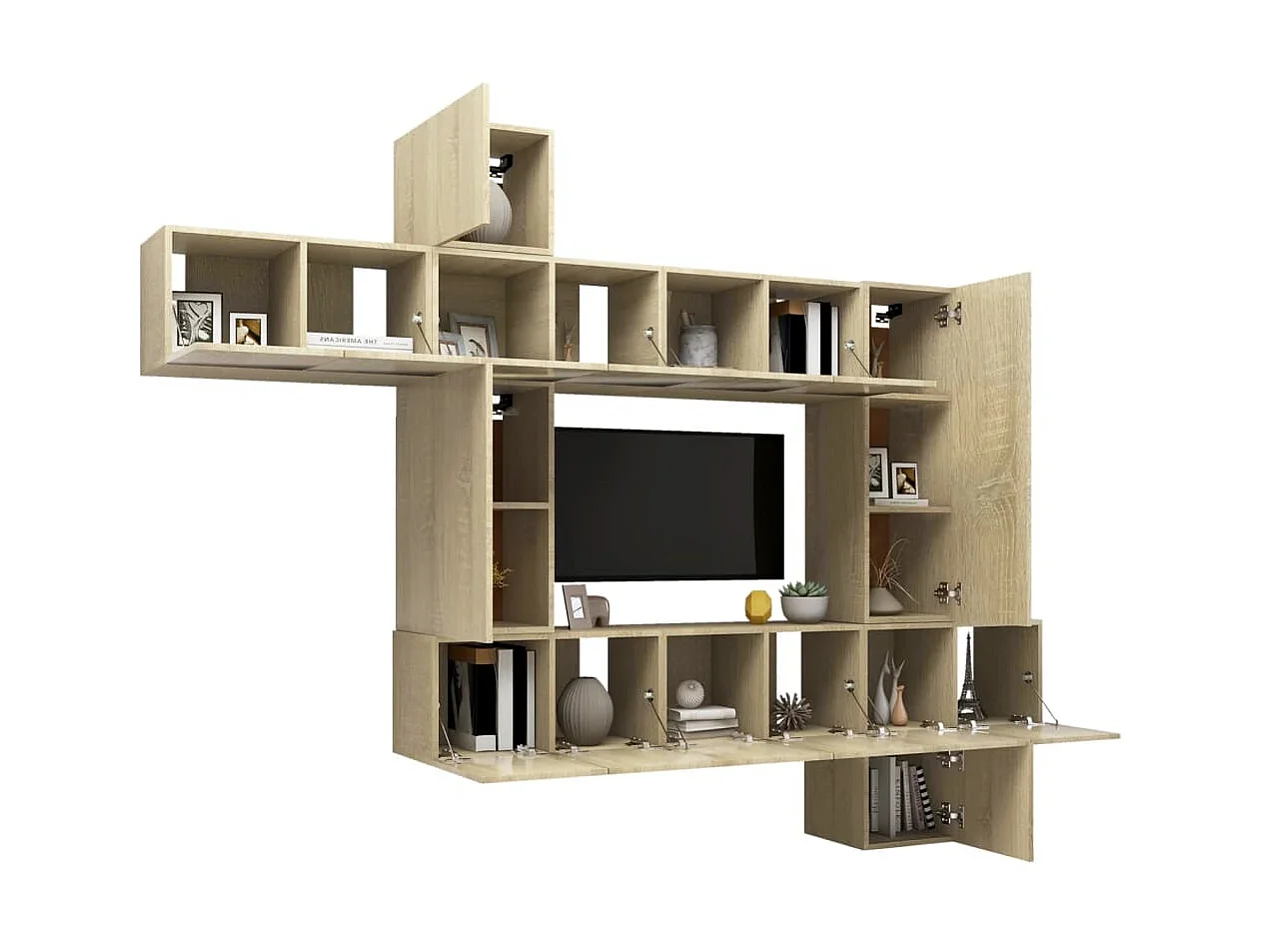 10-tlg. TV-Schrank-Set,TV-Möbel Sonoma-Eiche Holzwerkstoff -gkd124878