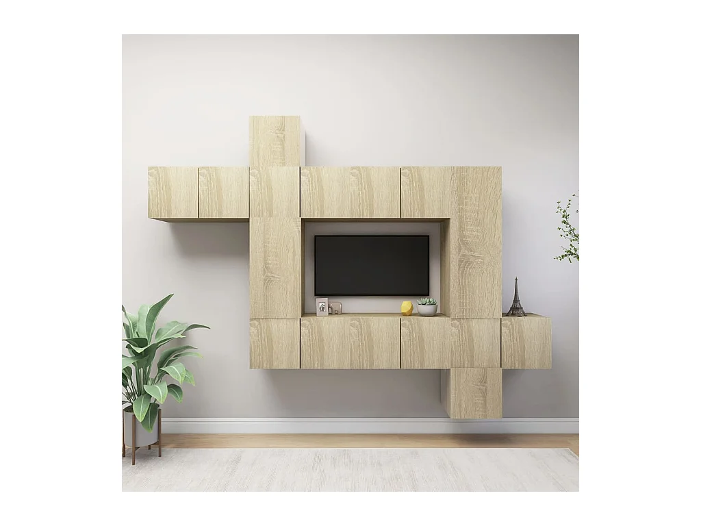 Ensemble de meubles TV 10 pcs Chêne sonoma Bois d'ingénierie BE75745