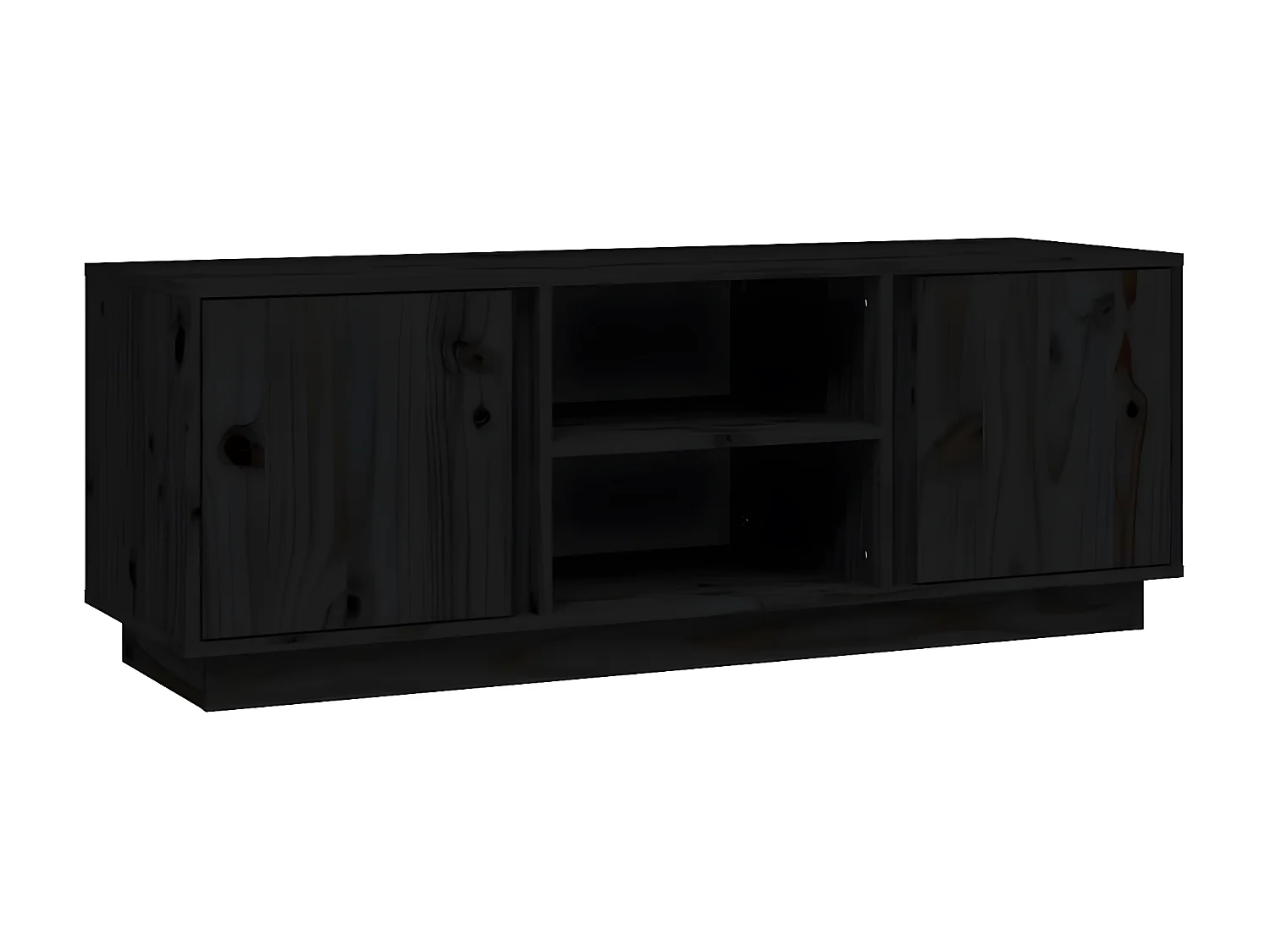 Meuble TV Noir 110x35x40,5 cm Bois de pin massif BE24109
