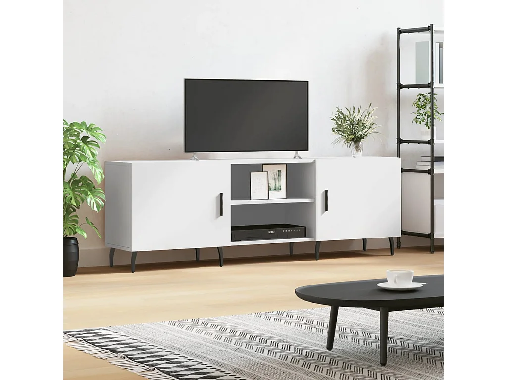 Meuble TV blanc 150x30x50 cm bois d'ingénierie BE77877
