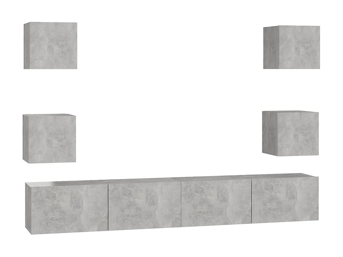 Meubles TV 6 pcs BEis béton Aggloméré BE22493