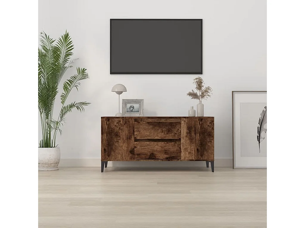 Meuble TV Chêne fumé 102x44,5x50 cm Bois d'ingénierie BE26515