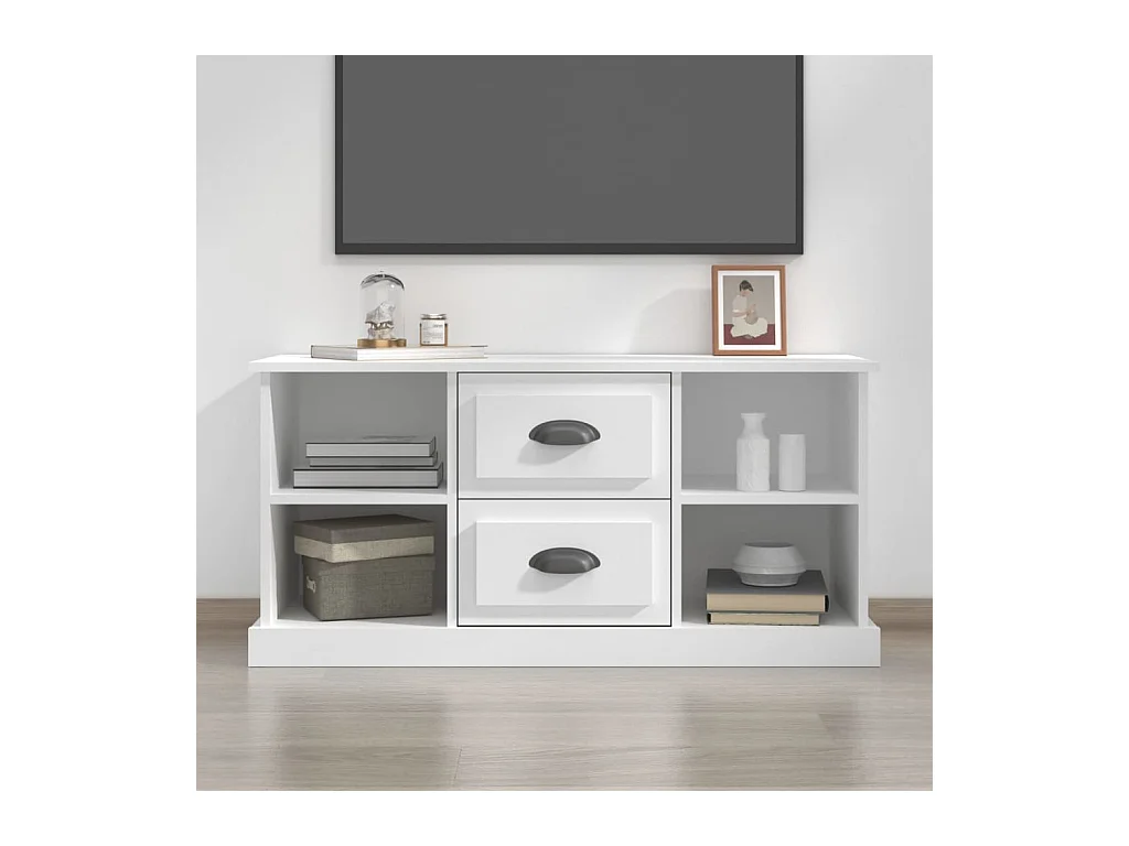 Meuble TV Blanc 99,5x35,5x48 cm bois d'ingénierie BE89700