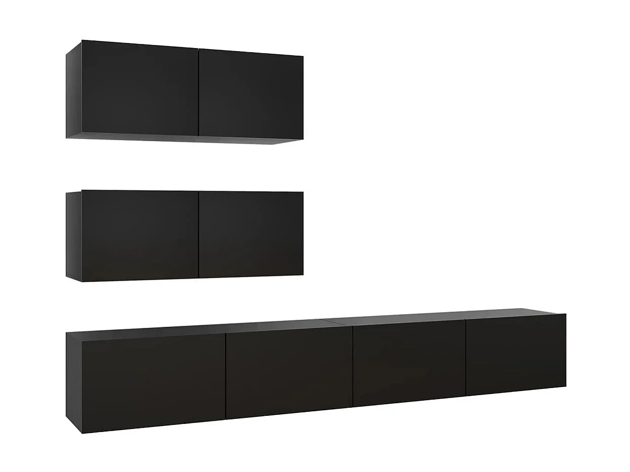 Meubles TV 4 pcs Noir Aggloméré BE32725