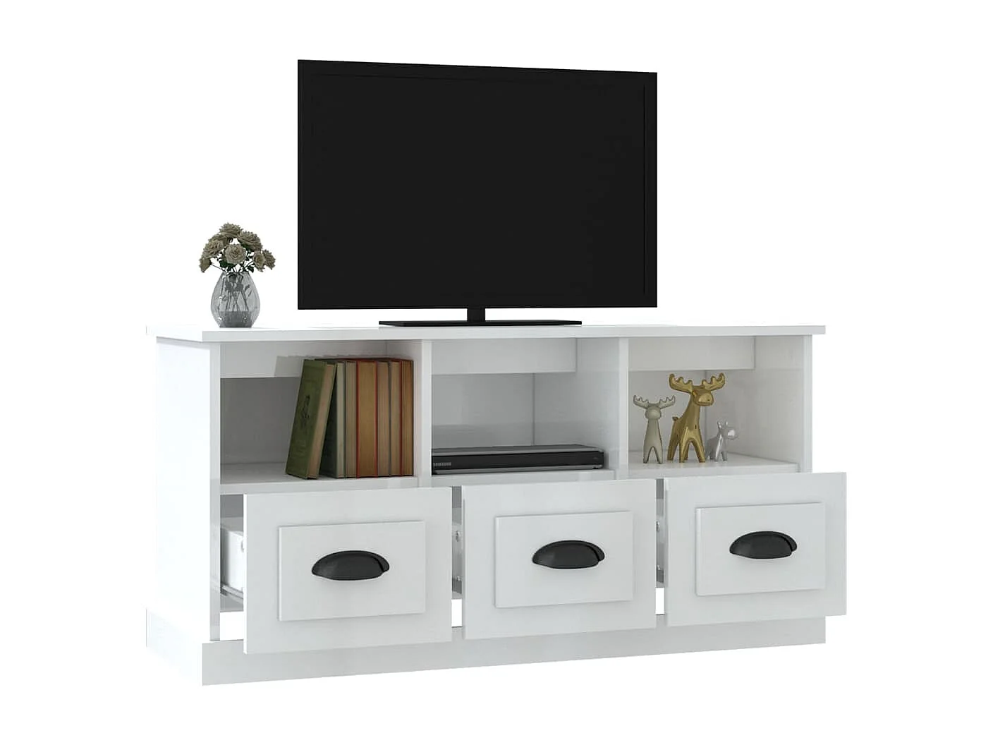 Móvel p/ TV 100x35x50 cm derivados de madeira branco brilhante PT522374