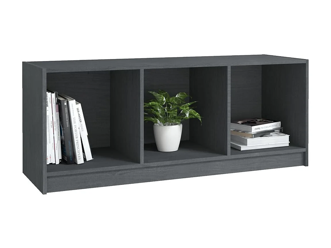Meuble TV Gris 104x33x41 cm Bois de pin massif BE89787