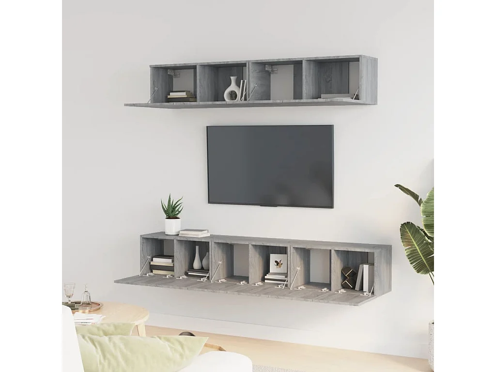 Set de muebles para TV 5 pzas madera contrachapada gris Sonoma ES57765