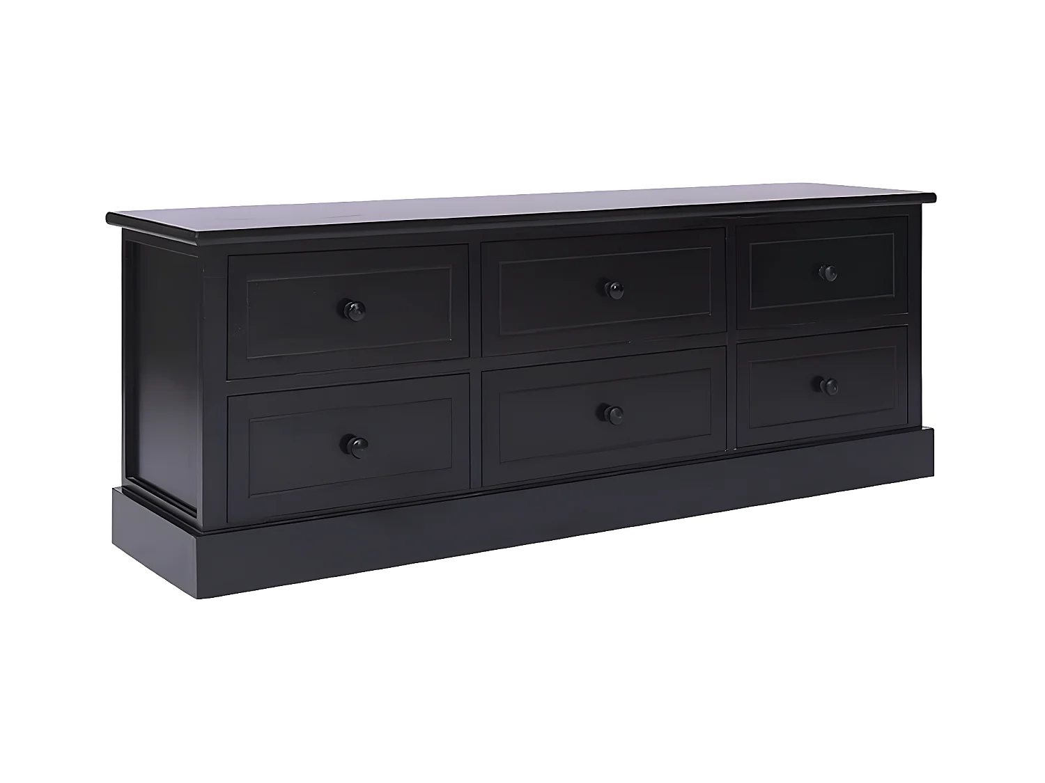 Meuble TV Noir 108x30x40 cm Bois de Paulownia solide BE33803