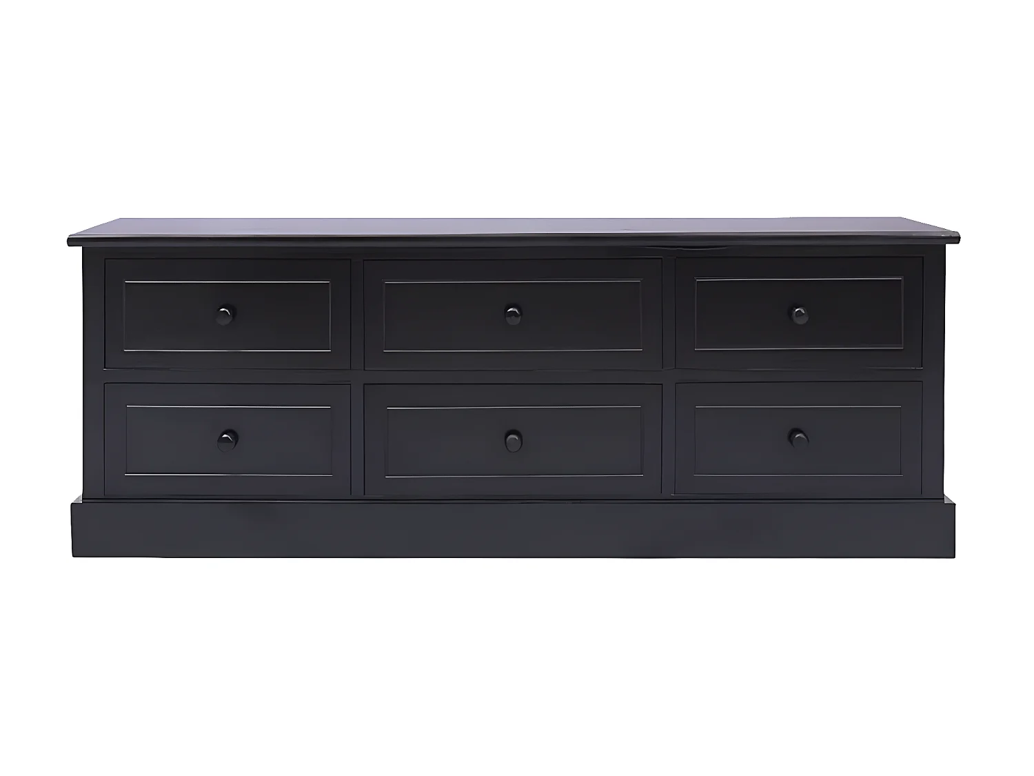 Meuble TV Noir 108x30x40 cm Bois de Paulownia solide BE33803